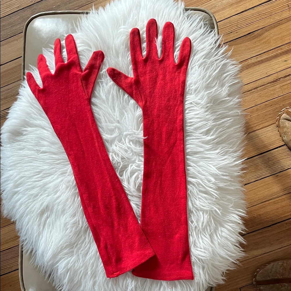 Elegant Red Long Gloves